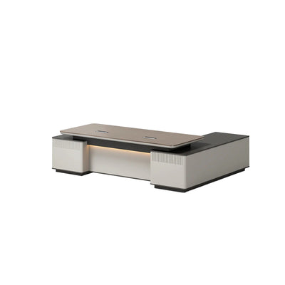 Sleek High-End Executive Desk Featuring Distinctive Vertical Stripe Design LBZ-2058
