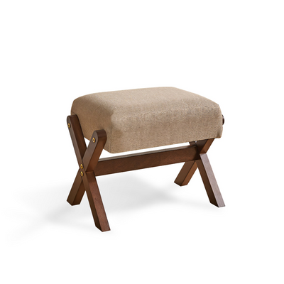 (In Stock) Solid Wood Cotton And Linen Upholstered Shoe Changing Stool BSF-2011