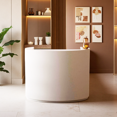 Small Curved Reception Desk with Storage Space for Salon Store JDT-7306