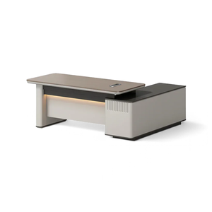 Sleek High-End Executive Desk Featuring Distinctive Vertical Stripe Design LBZ-2058