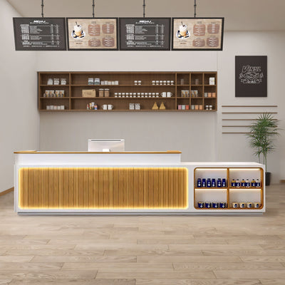 Modern Multi-Functional Coffee Shop Reception Desk with Display Shelf JDT-726