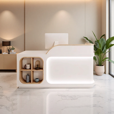 Elegant Minimalist Fully Assembled Reception Desk with LED Lights JDT-2013