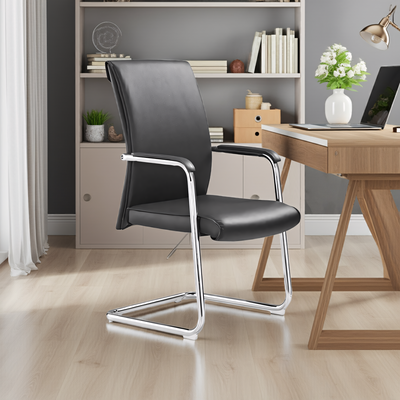 Simple Office Black Leather Height Adjustable Chair BGY-1032