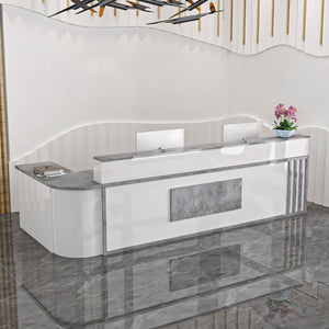 (In Stock)Marble-Effect Lacquered Corner Checkout Reception Desk JDT-1069