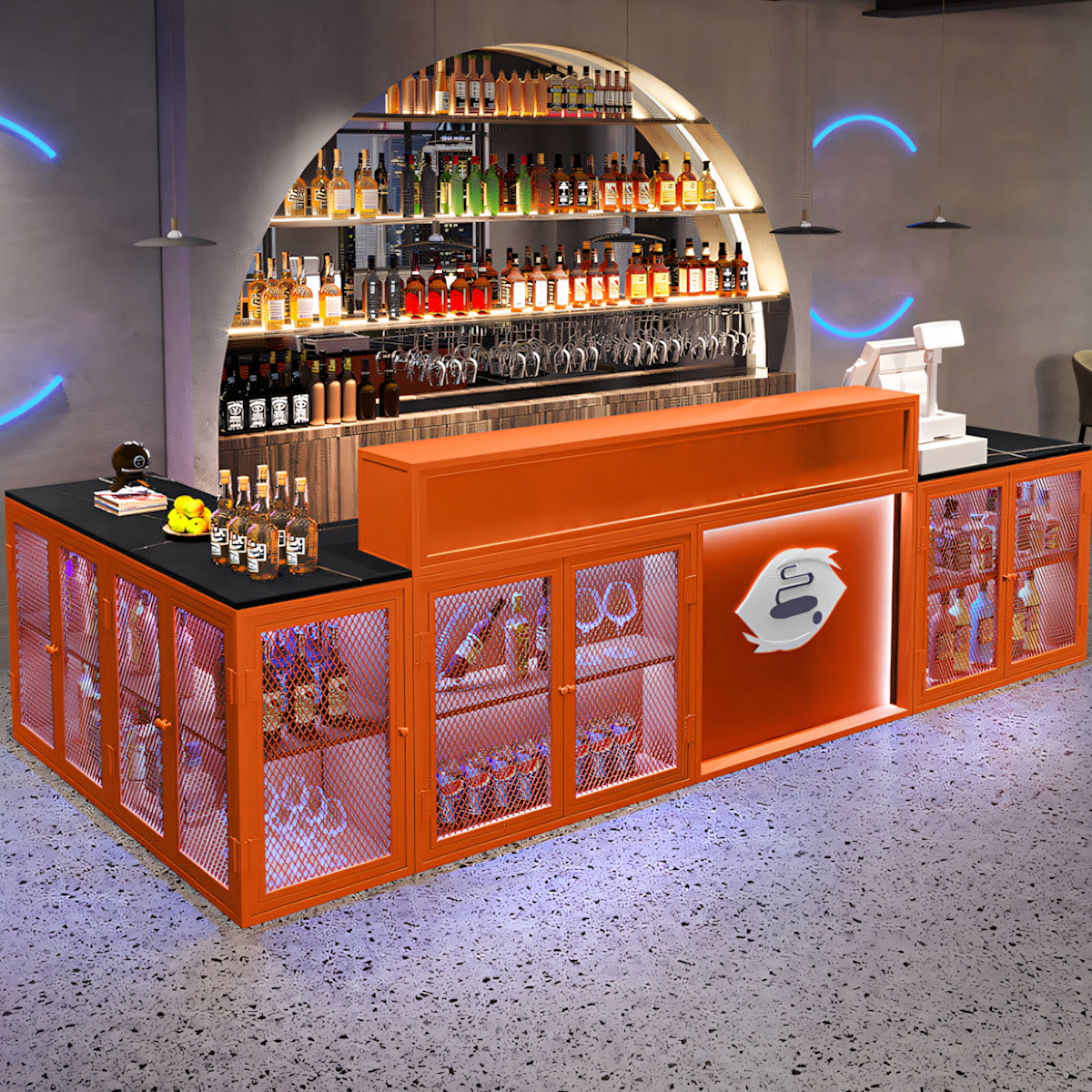 (In Stock)LED Industrial Style Reception Bar Store Desk JDT-1087