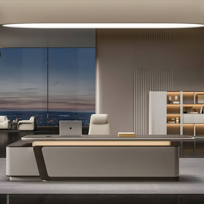 L-Shaped Executive Office Desk with File Cabinet LBZ-2019