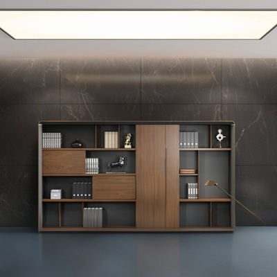Modern File Cabinet in Deep Walnut and Gray Finish WJG-2038