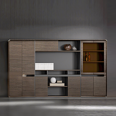 Modern Office File Cabinet with Sliding Doors and Display Shelves WJG-2054
