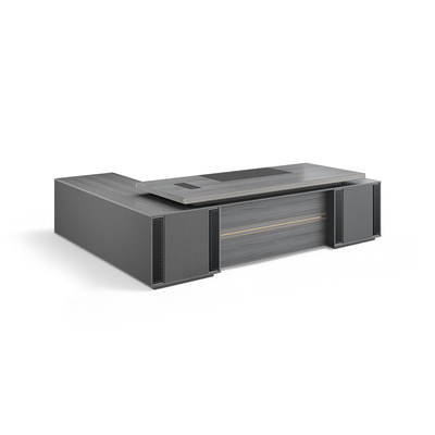High-End Gray Executive Desk with Large Side Cabinet LBZ-2059