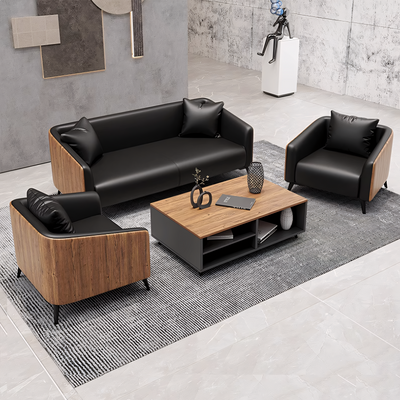 Reception Sofa Set with Wooden Frame, Polypropylene Fiber Filling and Natural Materials PSF-2063